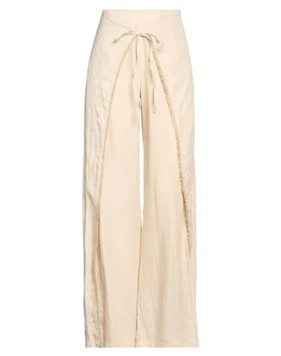 120% Lino Woman Pants Beige Size 2 Linen