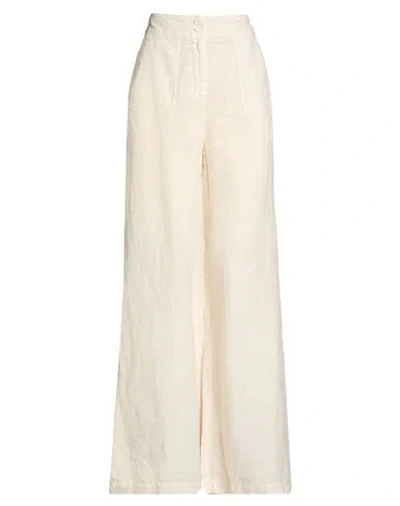 120% Lino Woman Pants Beige Size 2 Linen In Neutral