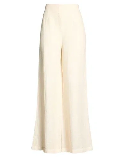120% Lino Woman Pants Beige Size 6 Linen