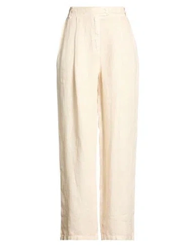 120% Lino Woman Pants Beige Size 8 Linen