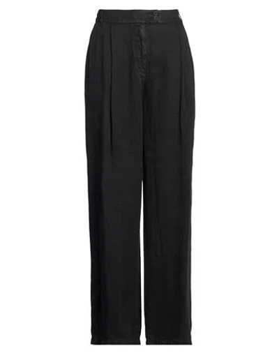 120% Lino Woman Pants Black Size 10 Linen