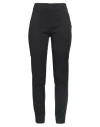 120% Lino Woman Pants Black Size 6 Wool, Polyester, Elastane In Black