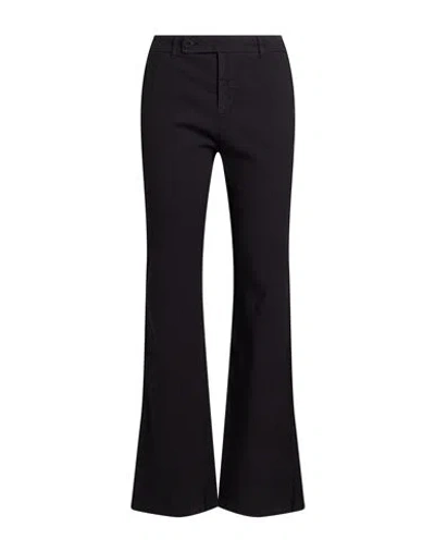 120% Lino Woman Pants Black Size 6 Linen, Cotton, Elastane