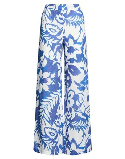 120% Lino Woman Pants Blue Size 12 Linen