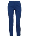 120% Lino Woman Pants Blue Size 12 Linen, Cotton, Elastane In Blue
