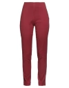 120% Lino Woman Pants Brick Size 4 Cotton, Linen, Elastane In Red