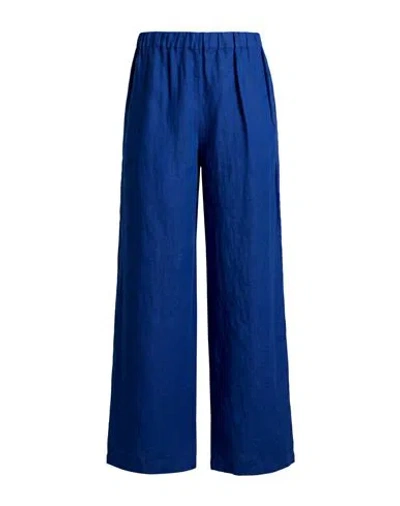 120% Lino Woman Pants Bright Blue Size 12 Linen