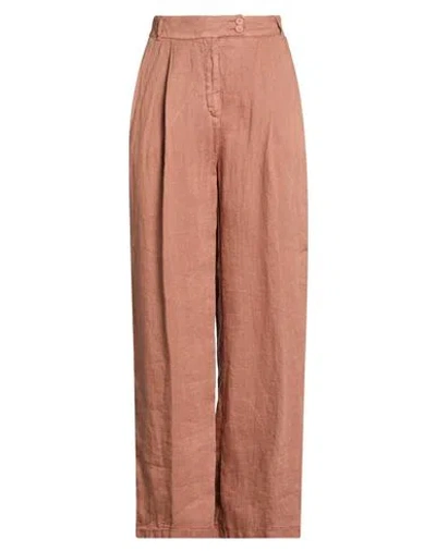 120% Lino Woman Pants Brown Size 8 Linen