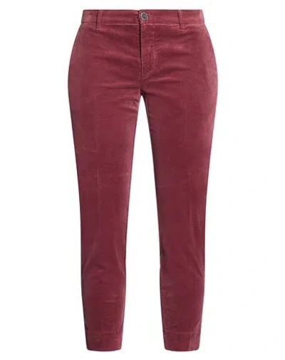 120% Lino Woman Pants Burgundy Size 2 Cotton, Elastane In Red