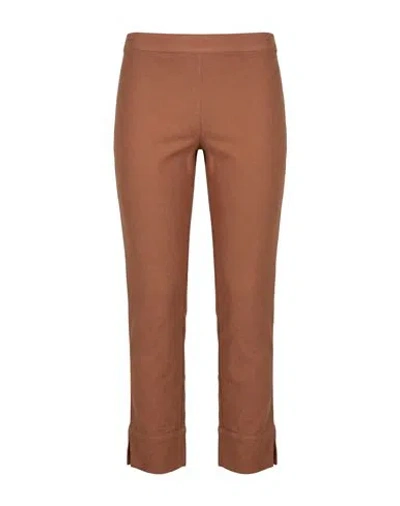 120% Lino Woman Pants Camel Size 6 Linen, Cotton, Elastane In Beige
