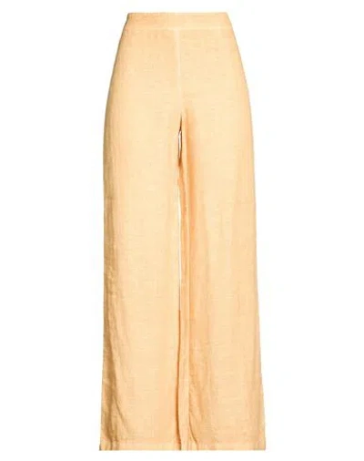 120% Lino Woman Pants Camel Size 8 Linen In Orange