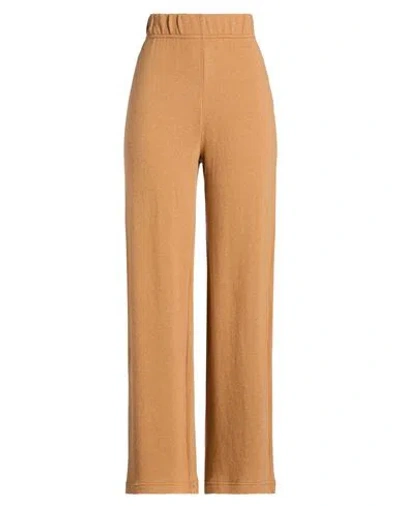 120% Lino Woman Pants Camel Size M Cashmere, Viscose, Linen, Wool In Brown