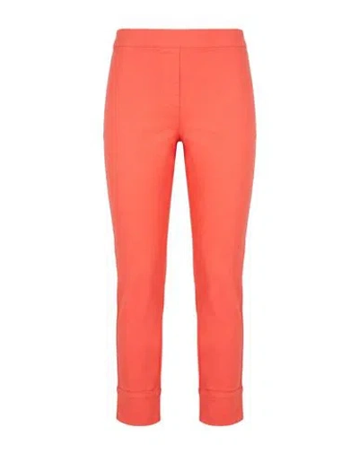 120% Lino Woman Pants Coral Size 6 Linen, Cotton, Elastane In Red
