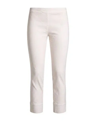 120% Lino Woman Pants Cream Size 2 Linen, Cotton, Elastane In White