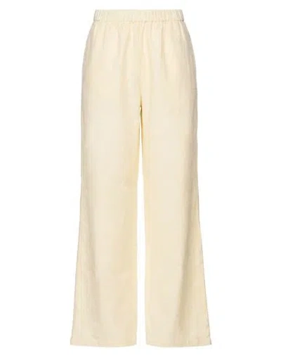 120% Lino Woman Pants Cream Size 8 Linen In Neutral
