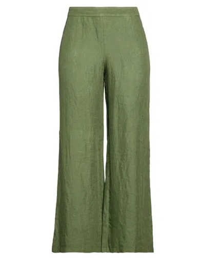 120% Lino Woman Pants Green Size 10 Linen