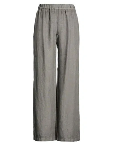 120% Lino Woman Pants Grey Size 10 Linen