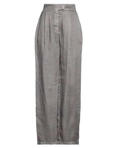 120% Lino Woman Pants Grey Size 2 Linen