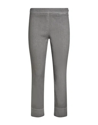 120% Lino Woman Pants Grey Size 8 Linen, Cotton, Elastane