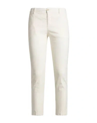 120% Lino Woman Pants Ivory Size 10 Linen, Cotton, Elastane In White