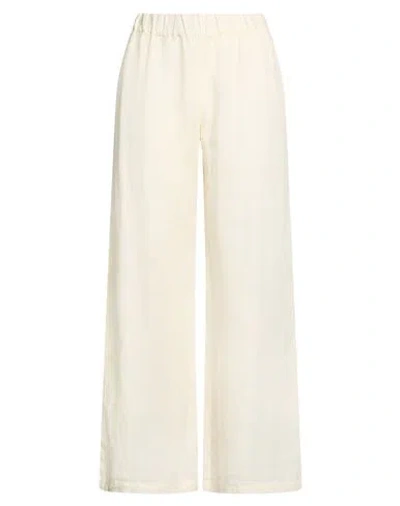 120% Lino Woman Pants Ivory Size 12 Linen In Multi