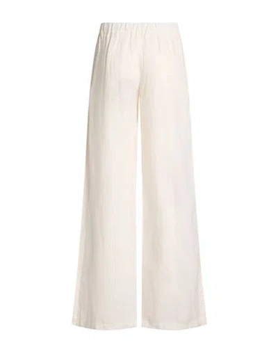120% Lino Woman Pants Ivory Size 4 Linen In Neutral