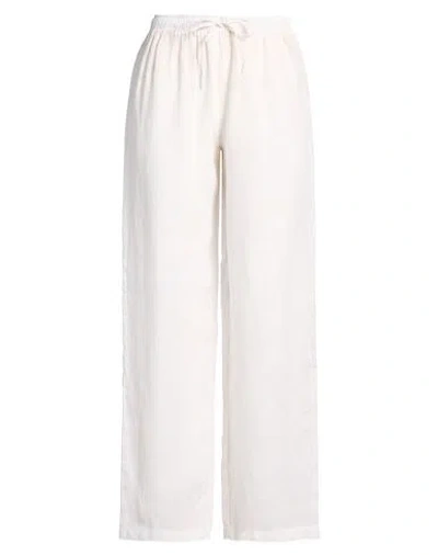 120% Lino Woman Pants Ivory Size 8 Linen In Multi