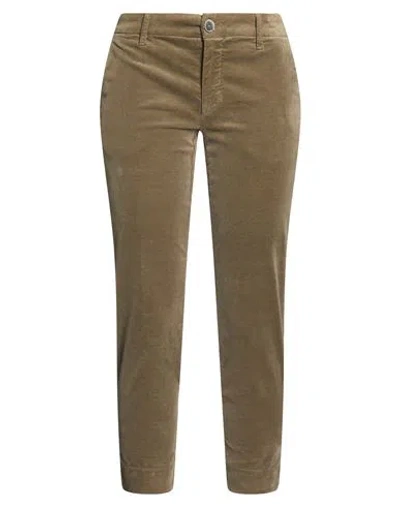 120% Lino Woman Pants Khaki Size 2 Cotton, Elastane