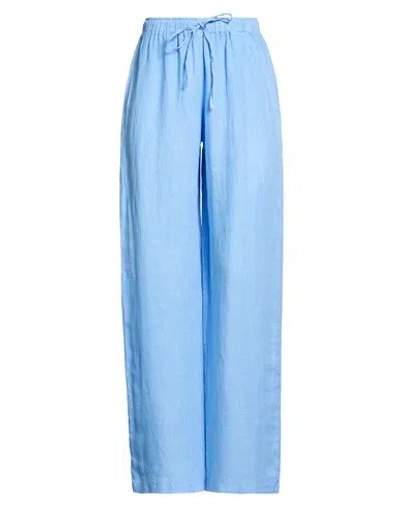 120% Lino Woman Pants Light Blue Size 14 Linen