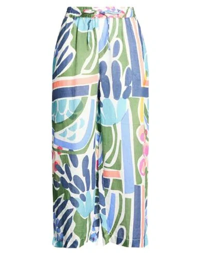 120% Lino Woman Pants Light Blue Size 6 Linen