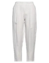 120% Lino Linen Tapered Trousers In Grey
