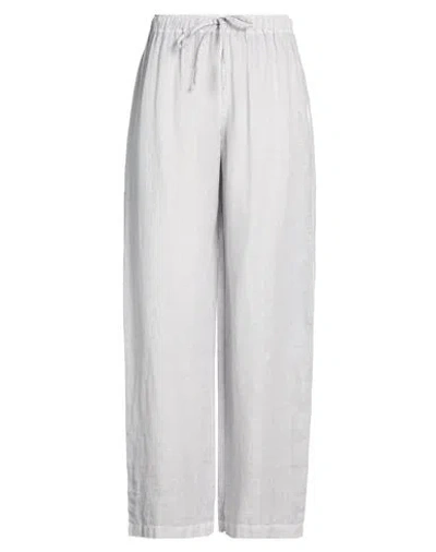 120% Lino Woman Pants Light Grey Size 8 Linen In Gray