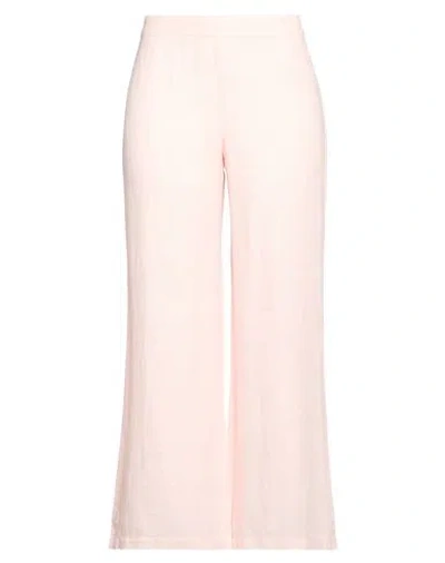 120% Lino Woman Pants Light Pink Size 10 Linen