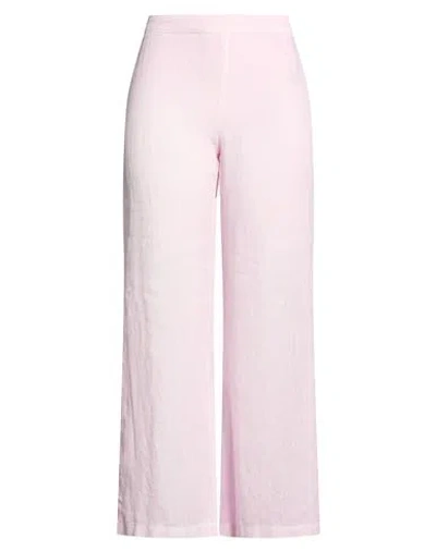 120% Lino Woman Pants Light Pink Size 8 Linen