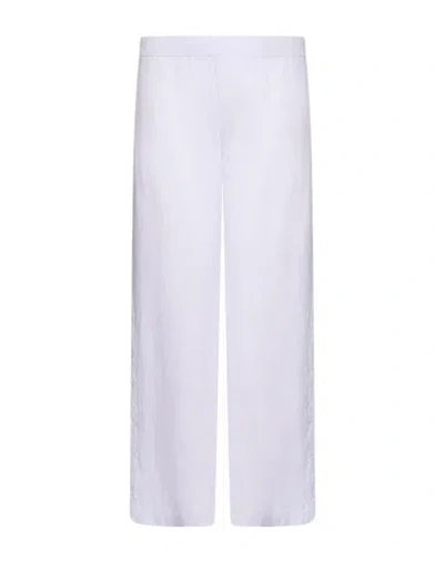 120% Lino Woman Pants Lilac Size 8 Linen In White