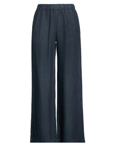 120% Lino Woman Pants Midnight Blue Size 10 Linen