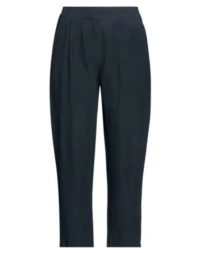 120% Lino Woman Pants Midnight Blue Size 8 Linen
