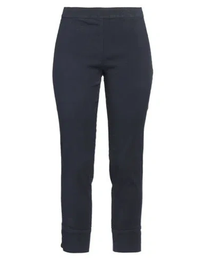 120% Lino Woman Pants Midnight Blue Size 8 Linen, Cotton, Elastane In Blue