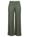 120% Lino Woman Pants Military Green Size 10 Linen