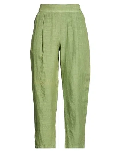 120% Lino Woman Pants Military Green Size 8 Linen