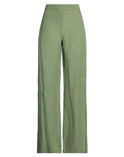 120% Lino Woman Pants Military Green Size 8 Linen