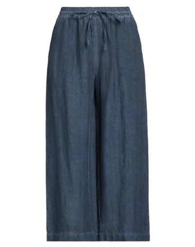 120% Lino Woman Pants Navy Size 4 Linen In Navy