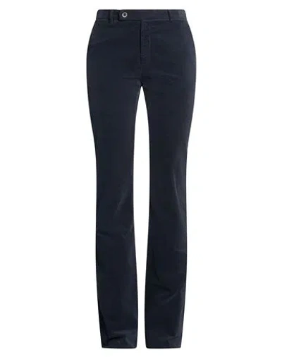 120% Lino Woman Pants Navy Size 2 Cotton, Elastane