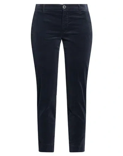 120% Lino Woman Pants Navy Size 2 Cotton, Elastane
