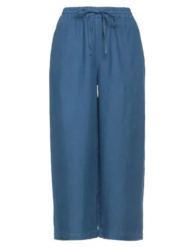 120% Woman Pants Navy Blue Size 2 Linen