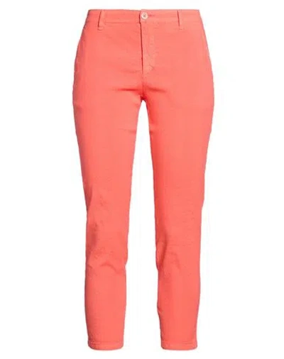 120% Lino Woman Pants Red Size 12 Linen, Cotton, Elastane