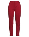 120% Lino Woman Pants Red Size 6 Viscose, Polyamide, Elastane