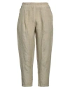 120% Lino Woman Pants Sage Green Size 10 Linen