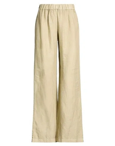 120% Lino Woman Pants Sage Green Size 14 Linen In Brown