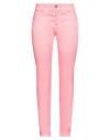 120% Lino Woman Pants Salmon Pink Size 8 Linen, Cotton, Elastane